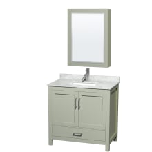 Sheffield 36" Free Standing Single Basin Vanity Set with Cabinet, Marble Vanity Top, and Medicine Cabinet