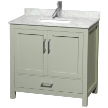 Sheffield 36" Free Standing Single Basin Vanity Set with Cabinet and Marble Vanity Top