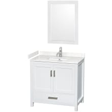 Sheffield 36" Free Standing Single Basin Vanity Set with Cabinet, Cultured Marble Vanity Top, and Framed Mirror