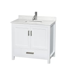 Sheffield 36" Free Standing Single Basin Vanity Set with Cabinet and Quartz Vanity Top