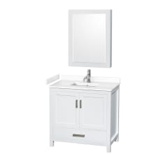 Sheffield 36" Free Standing Single Basin Vanity Set with Cabinet, Cultured Marble Vanity Top, and Medicine Cabinet