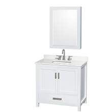 Sheffield 36" Free Standing Single Basin Vanity Set with Cabinet, Quartz Vanity Top, and Medicine Cabinet