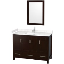 Sheffield 48" Free Standing Single Basin Vanity Set with Cabinet, Cultured Marble Vanity Top, and Framed Mirror