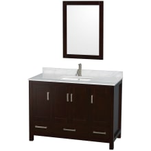 Sheffield 48" Free Standing Single Basin Vanity Set with Hardwood Cabinet, Marble Vanity Top, and Framed Mirror