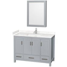 Sheffield 48" Free Standing Single Basin Vanity Set with Hardwood Cabinet, Cultured Marble Vanity Top, and Medicine Cabinet