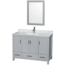 Sheffield 48" Free Standing Single Basin Vanity Set with Hardwood Cabinet, Marble Vanity Top, and Framed Mirror