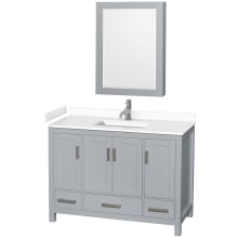 Sheffield 48" Free Standing Single Basin Vanity Set with Hardwood Cabinet, Cultured Marble Vanity Top, and Medicine Cabinet