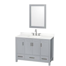 Sheffield 48" Free Standing Single Basin Vanity Set with Cabinet, Quartz Vanity Top, and Framed Mirror