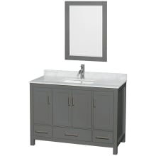 Sheffield 48" Free Standing Single Basin Vanity Set with Hardwood Cabinet, Marble Vanity Top, and Framed Mirror