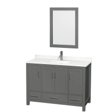 Sheffield 48" Free Standing Single Basin Vanity Set with Cabinet, Quartz Vanity Top, and Framed Mirror