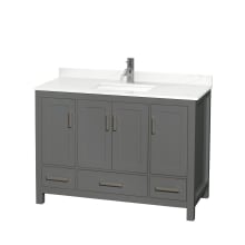 Sheffield 48" Free Standing Single Basin Vanity Set with Cabinet and Quartz Vanity Top