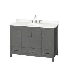 Sheffield 48" Free Standing Single Basin Vanity Set with Cabinet and Quartz Vanity Top