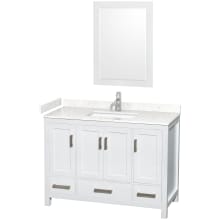Sheffield 48" Free Standing Single Basin Vanity Set with Cabinet, Cultured Marble Vanity Top, and Framed Mirror