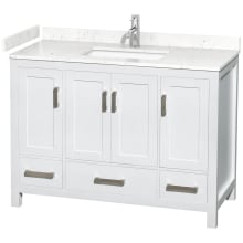 Sheffield 48" Free Standing Single Basin Vanity Set with Hardwood Cabinet and Cultured Marble Vanity Top