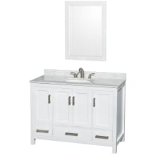 Sheffield 48" Freestanding Single Basin Vanity Set with Hardwood Cabinet, Marble Vanity Top, and Framed Mirror