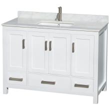 Sheffield 48" Freestanding Single Basin Vanity Set with Hardwood Cabinet and Marble Vanity Top
