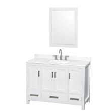 Sheffield 48" Free Standing Single Basin Vanity Set with Cabinet, Quartz Vanity Top, and Framed Mirror