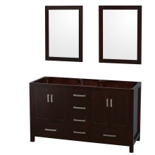Sheffield 59" Double Free Standing Vanity Cabinet Only - Less Vanity Top