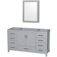 Sheffield 60" Free Standing Double Basin Vanity Set with Cabinet, Marble Vanity Top, and Medicine Cabinets