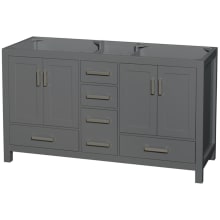 Sheffield 60" Double Free Standing Vanity Cabinet Only - Less Vanity Top