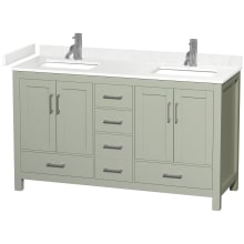 Sheffield 60" Free Standing Double Basin Vanity Set with Cabinet and Cultured Marble Vanity Top