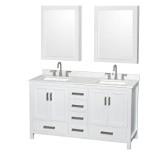 Sheffield 60" Free Standing Double Basin Vanity Set with Cabinet, Quartz Vanity Top, and Medicine Cabinet