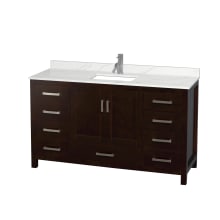 Sheffield 60" Free Standing Single Basin Vanity Set with Cabinet and Quartz Vanity Top