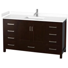 Sheffield 60" Free Standing Single Basin Vanity Set with Cabinet and Cultured Marble Vanity Top