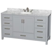 Sheffield 60" Free Standing Single Basin Vanity Set with Cabinet and Marble Vanity Top