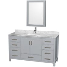Sheffield 60" Free Standing Single Basin Vanity Set with Cabinet, Marble Vanity Top, and Medicine Cabinet