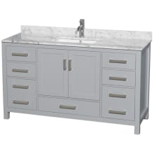 Sheffield 60" Free Standing Single Basin Vanity Set with Cabinet and Marble Vanity Top