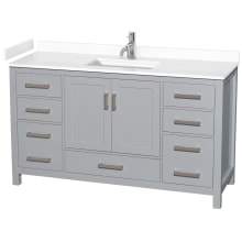 Sheffield 60" Free Standing Single Basin Vanity Set with Cabinet and Cultured Marble Vanity Top