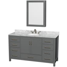 Sheffield 60" Free Standing Single Basin Vanity Set with Cabinet, Marble Vanity Top, and Medicine Cabinet