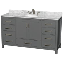 Sheffield 60" Free Standing Single Basin Vanity Set with Cabinet and Marble Vanity Top