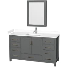 Sheffield 60" Free Standing Single Basin Vanity Set with Cabinet, Cultured Marble Vanity Top, and Medicine Cabinet