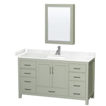 Sheffield 60" Free Standing Single Basin Vanity Set with Cabinet, Cultured Marble Vanity Top, and Medicine Cabinet