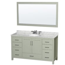 Sheffield 60" Free Standing Single Basin Vanity Set with Cabinet, Marble Vanity Top, and Framed Mirror