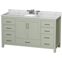 Sheffield 60" Free Standing Single Basin Vanity Set with Cabinet and Marble Vanity Top