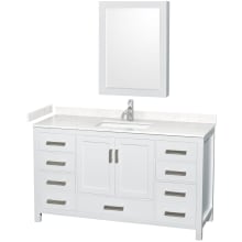 Sheffield 60" Free Standing Single Basin Vanity Set with Cabinet, Cultured Marble Vanity Top, and Medicine Cabinet