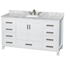 Sheffield 60" Free Standing Single Basin Vanity Set with Cabinet and Marble Vanity Top