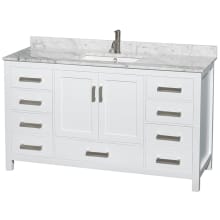 Sheffield 60" Free Standing Single Basin Vanity Set with Cabinet and Marble Vanity Top