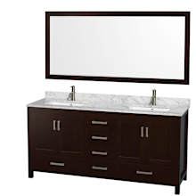 Sheffield 72" Free Standing Double Basin Vanity Set with Cabinet, Marble Vanity Top, and Framed Mirror