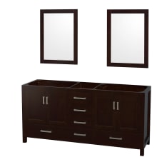 Sheffield 71" Double Free Standing Vanity Cabinet Only - Less Vanity Top