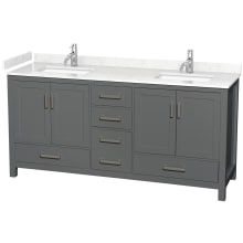 Sheffield 72" Free Standing Double Basin Vanity Set with Cabinet and Cultured Marble Vanity Top