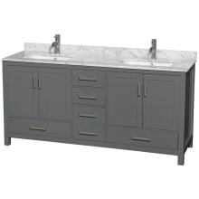 Sheffield 72" Free Standing Double Basin Vanity Set with Cabinet and Marble Vanity Top
