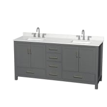 Sheffield 72" Free Standing Double Basin Vanity Set with Cabinet and Quartz Vanity Top