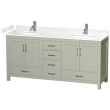 Sheffield 72" Free Standing Double Basin Vanity Set with Cabinet and Cultured Marble Vanity Top