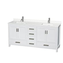 Sheffield 72" Free Standing Double Basin Vanity Set with Cabinet and Quartz Vanity Top