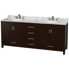 Sheffield 80" Free Standing Double Basin Vanity Set with Cabinet and Marble Vanity Top