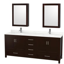 Sheffield 80" Free Standing Double Basin Vanity Set with Cabinet, Quartz Vanity Top, and Medicine Cabinet